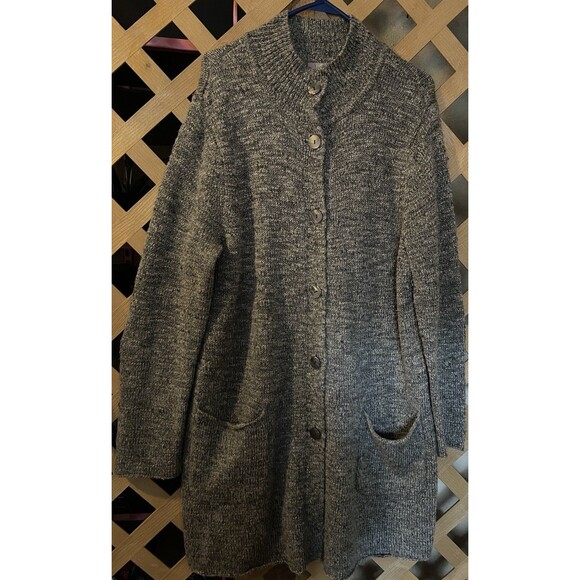 J.JILL Long Gray Wool Blend Button Close Textured Cardigan Sweater Jacket XL - Picture 5 of 10